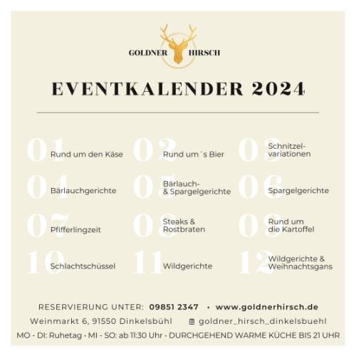 Eventkalender Goldner Hirsch 2024